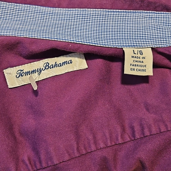 Tommy Bahama Shirt Mens Large purple Button Up Long Sleeve silk cotton - Picture 4 of 7